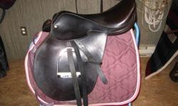 for sale
17" Diplimat II Barclay. Black in excellent condition. Knee roll have been added for comfort and grip. Addition done by Bahr to retain value and style leathers and irons included. Stirrup I also have a couple of other saddles. All are in very