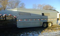 $10,000 obo.
7 1/2 x 20
Center Gate (slam latch)
Calf Gate (Divides the front compartment for the tack room)
Removable Saddle Racks
Flip-up Gate for the neck of the trailer
Steel Trailer
LED lights
Rear door is two-way door
-whole door opens
-sliding