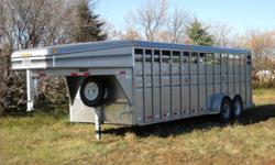 New 20 or 24 ' STEEL Stock with 7000 tandem axles,electric brakes, ST 235x16 10 ply tires , divide gates with 1/2 slide , front curbside door, gate across nose,rear door has 1/2 slide, slam latches on all .Treated pine floor,
 1x3 side uprights, heavy