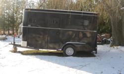 Beautiful 2 horse tralor with big equipment compartment. Clean, padded sides. Inside in great shape.  Needs some body work done on underside.  Selling as is.