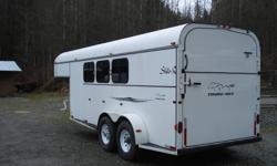 2005 Thurobilt horse trailer. This trailer is in good shape with proper trailer tires at 90%, brakes at 95%, 7000lb torsion axles, 7 ft high, drop down doors and grates on head side with tinted plexy glass on hind side. This trailer is well built but is