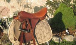 17" tan jumping saddle.
Comes with fittings.
$175.00
 
19" dark brown jumping saddle.
Comes with stirrups but no leathers.
$175.00
 
Both saddles are used but in good condition.
 
519-934-0612