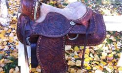 Older 15" buckstitch western saddle in good condition. Light weight, has beautiful tooling, Big stirrups, good fleece, solid horn & tree. Comfortable to ride in. Comes w/ cinch. Will consider payments. Located between Enderby and Salmon Arm.
This ad was