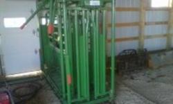 Cattle handling system includes alleyways, pallpation cage, loading cage, crowding tub,and a brand new never used kept inside morand dual catch squeeze with scale. Also come with the new digit scale readout. Only a few hundred cows run through the rest of