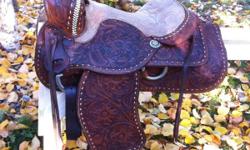 Older 15" western saddle in excellent condition. Has beautiful tooling with Buckstitching, Big stirrups, solid horn & tree, good fleece. Very comfortable. Comes w/ cinch. Asking $400.00 Firm. Will Consider Payments. Located in. Salmon arm.
This ad was