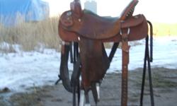 I am selling my absolute favorite saddle due to medical reasons. You cannot order a brand new Black Rino saddle anymore. It is a handmade saddle by 1 man with high quaility leather. It fits the more throughbred type horse, a horse with a narrow shoulder.