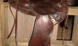 Western Rawhide saddle, 15" seat, 7.5 " gullet, plain dark brown leather, excellent condition $500 obo
 
17.5" english a/p saddle, argentinain made, excellent condition comes with stirrups and leathers. $200
 
Looking for a western saddle must have at